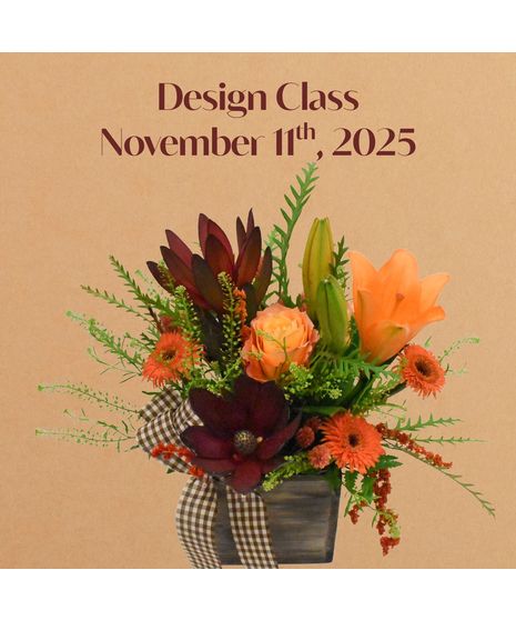 An advertisement for floral design classes from Designs of the Times.