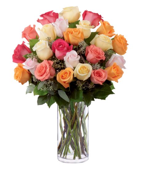 One Dozen Pastel Roses